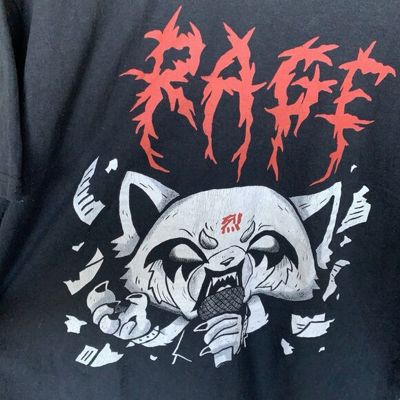 Vintage A Rage Turnbeutel Yeti Aggretsuko T-Shirt Mens Heavy Music DJ MC Black M - Picture 9 of 15